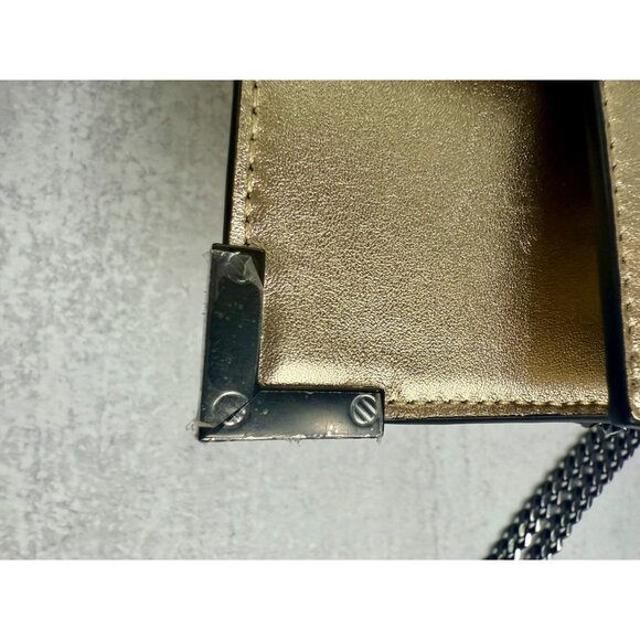 NWT The Kooples Small Emily Champagne Gold Leather Clutch Wallet Chain Strap - Picture 8 of 10